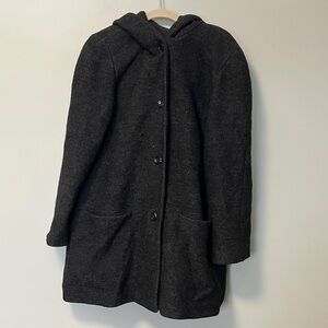 Liz Claiborne 80% Wool Heavy Hooded Coat Jacket with large front pockets